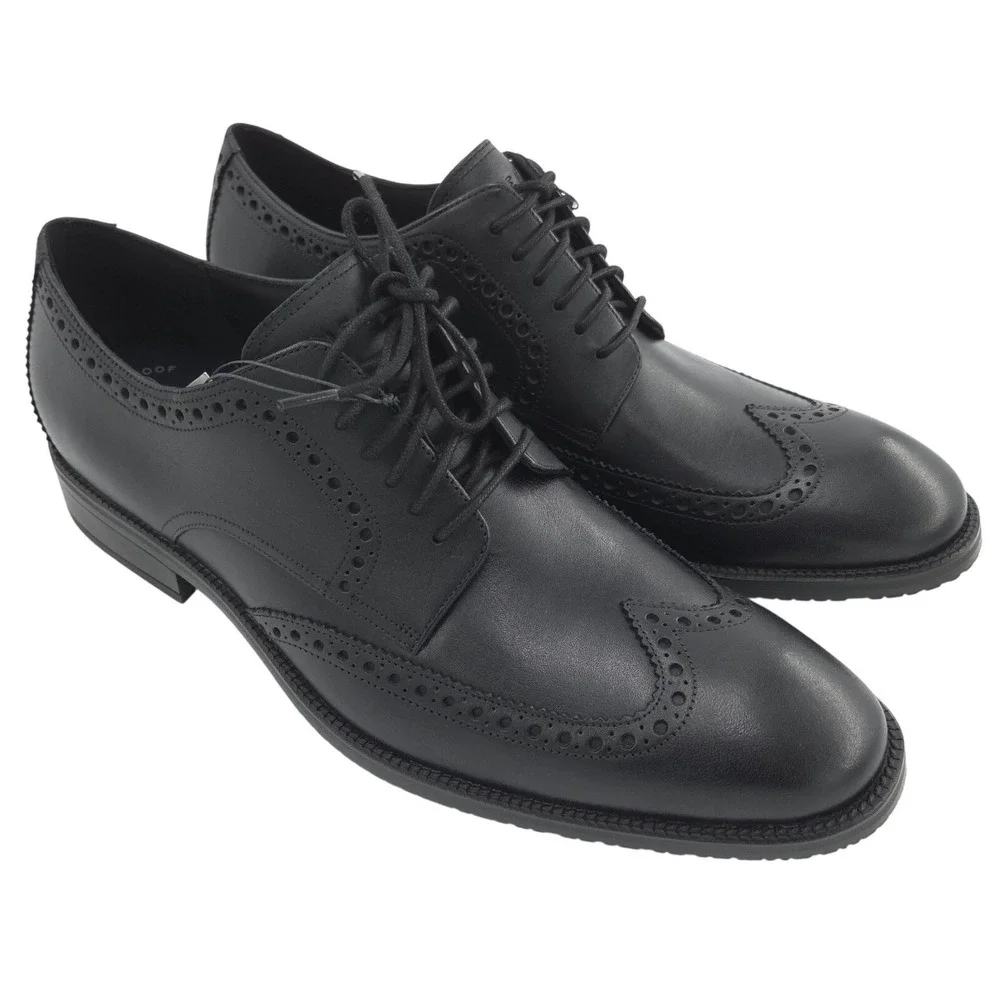 Cole Haan ME Wingtip Oxford Dress Shoes Mens 9.5 Black Leather Waterproof NEW